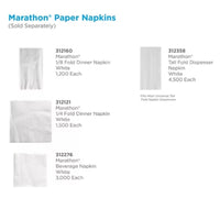 Marathon 1/8 Fold 2-Ply White Dinner Napkin, 12 Pks., 100 Napkins/Pk.