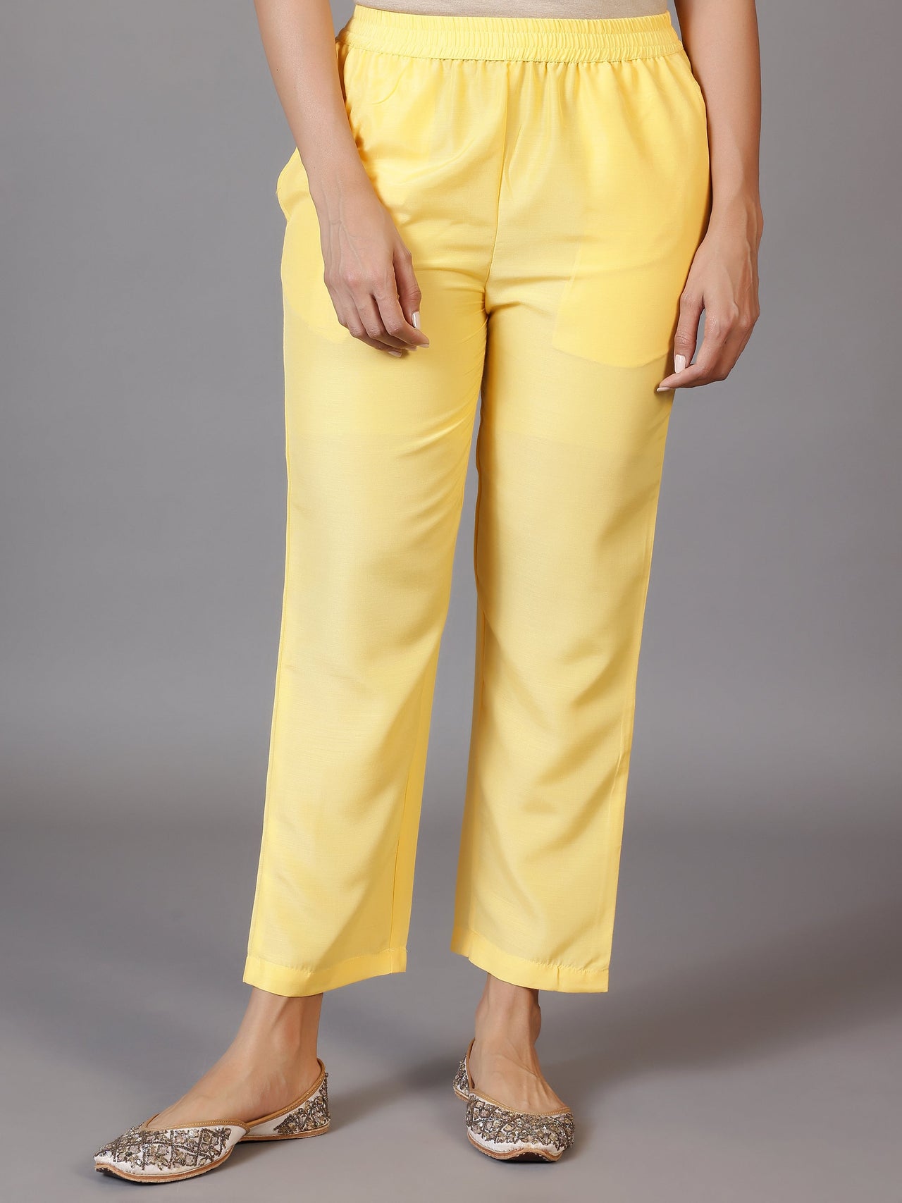 Yellow Woven Design Silk Blend Straight Suit with Dupatta