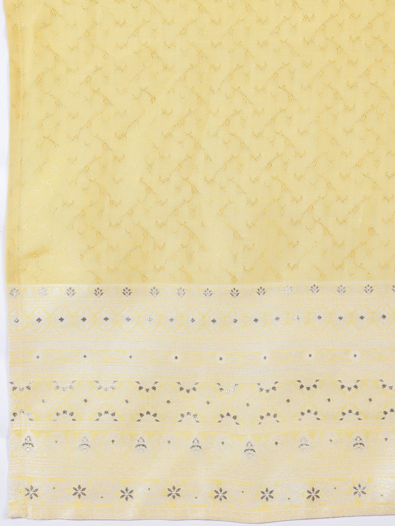 Yellow Woven Design Silk Blend Straight Suit with Dupatta