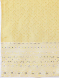 Yellow Woven Design Silk Blend Straight Suit with Dupatta