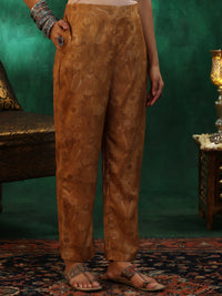 Mustard Printed Linen Straight Suit with Dupatta