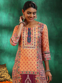 Multicoloured Printed Cotton Blend Straight Suit with Dupatta