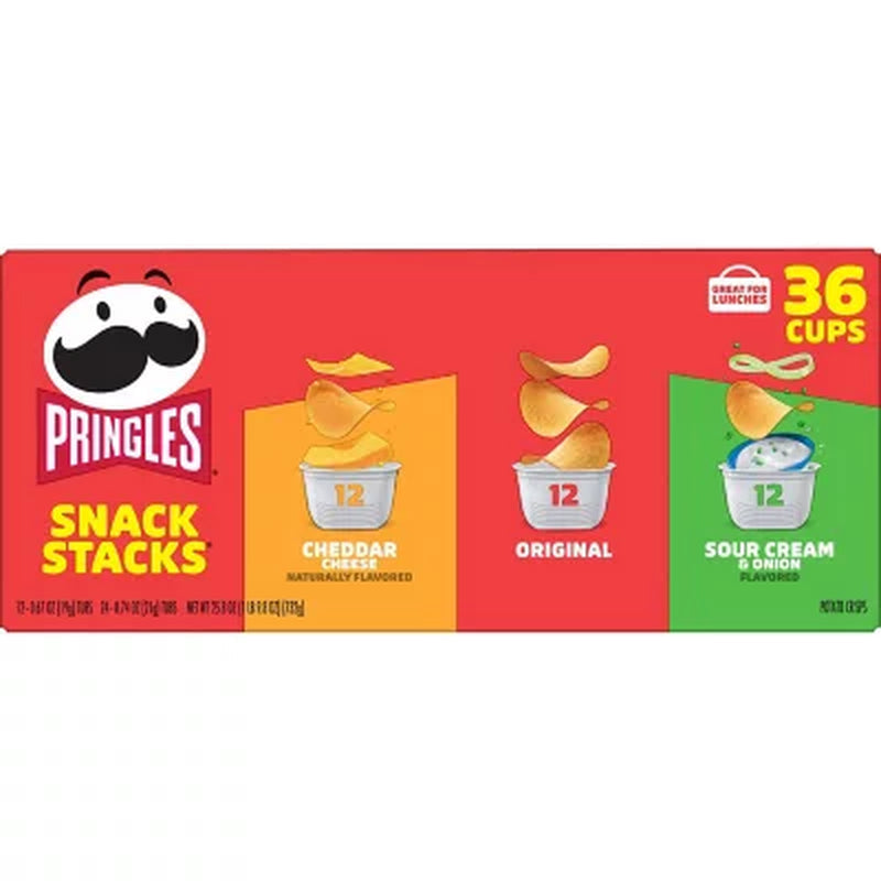 Pringles Snack Stacks Variety Pack Chips, 0.67 Oz., 36 Ct.