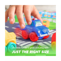 Syncfun 8 PCS Rubber Cartoon Cars with Play Mat, Mini Bath Toy Car for Toddlers, Boy Toys Birthday Gift, Party Favors for Kids Toddlers 2 3+ Year Old