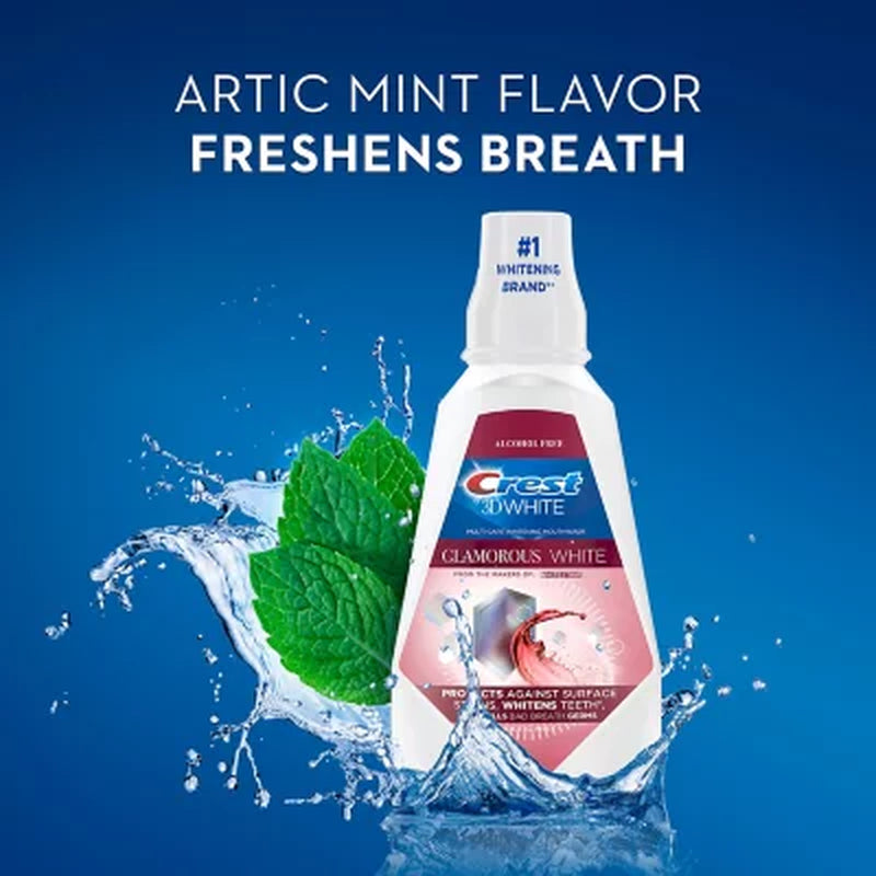 Crest 3D White Glamorous White Alcohol-Free Whitening Mouthwash, Arctic Mint, 32 Fl. Oz., 2 Pk.