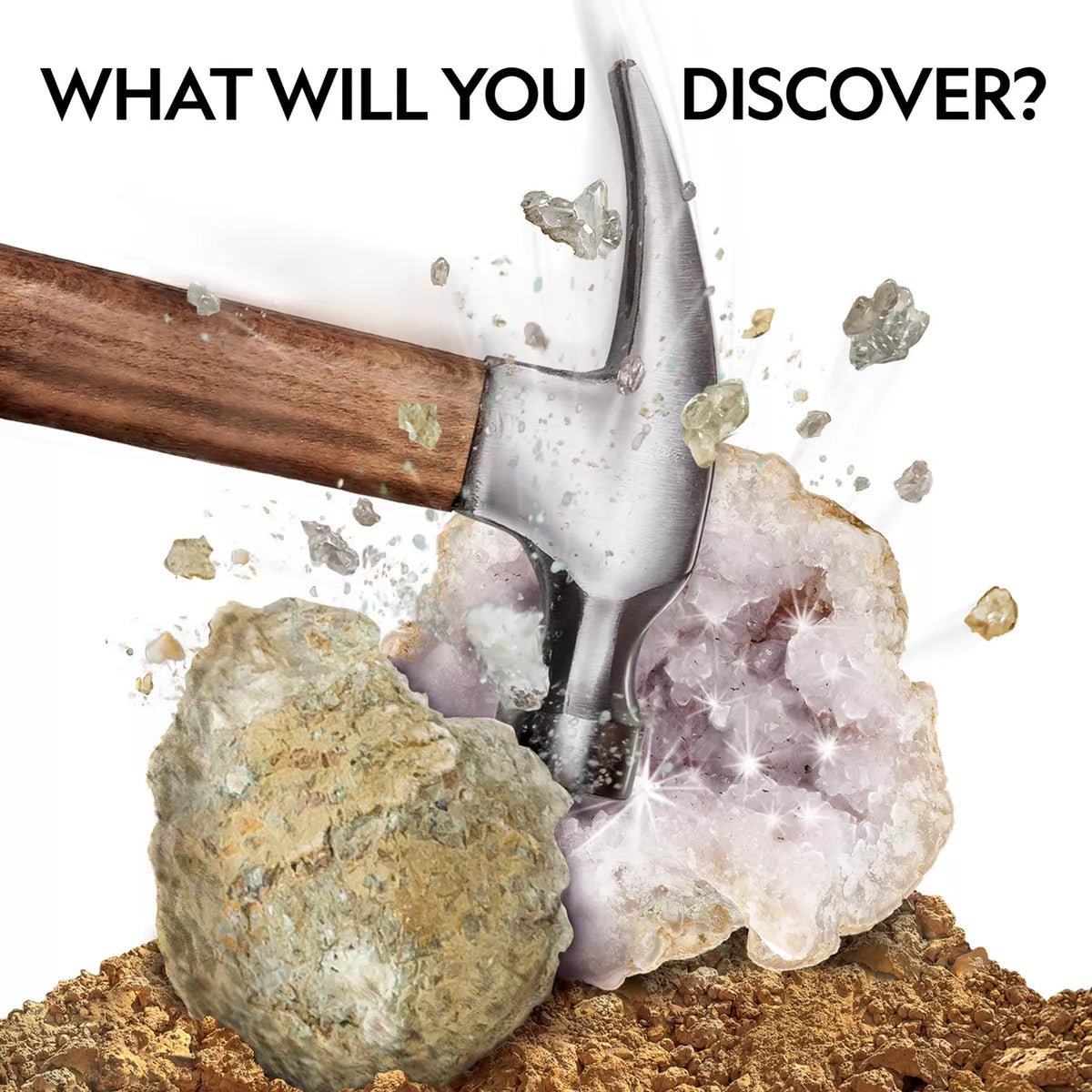 NATIONAL GEOGRAPHIC Break Open 15 Premium Geodes, Includes Goggles, Detailed Learning Guide, 3 Display Stands, STEM Science Toy & Educational Gift