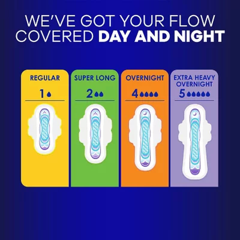 Always Ultra Thin Overnight Pads with Wings, Size 4, 80 Ct.