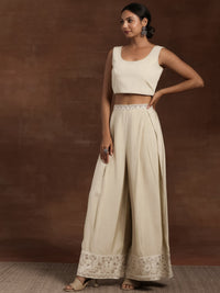 Libas Art Beige Solid Silk Blend 3 Piece Co-Ords