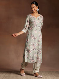 Green Printed Cotton Straight Suit with Dupatta