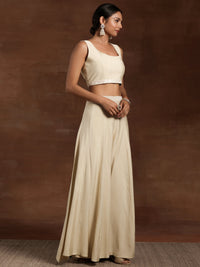 Libas Art Beige Solid Silk Blend 3 Piece Co-Ords