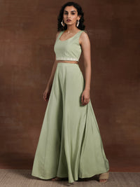 Libas Art Green Solid Silk Blend 3 Piece Co-Ords