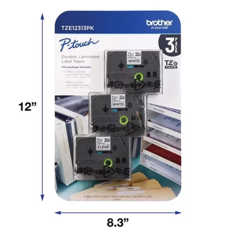 Brother P-Touch Tze12313Pk Laminated Tape for Brother Label Makers- 3 Pack