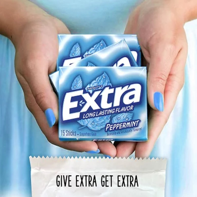 Extra Peppermint Sugar Free Chewing Gum, 15 Pcs., 10 Pk.