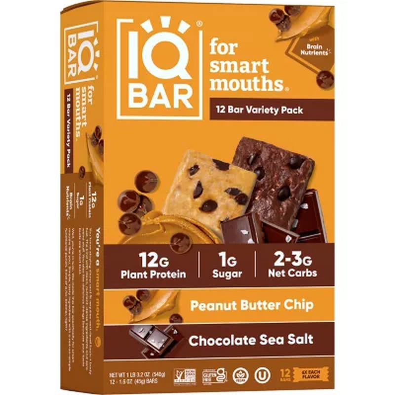IQBAR Plant Protein Bar Variety Pack, 12 Pk.