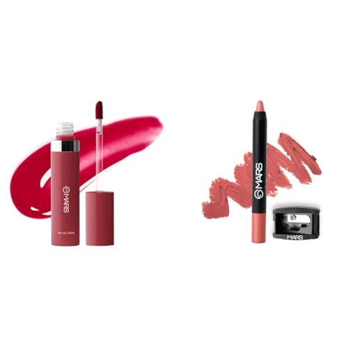 MARS Drip Lip Mist for Women (4.5 ml) (04-Strawberry Drip) Long Lasting Crayon Lipstick up to 12 Hours Stay (3.5 gm) (12-I Am Fierce)