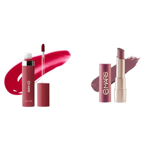 MARS Drip Lip Mist for Women (4.5 ml) (04-Strawberry Drip) Creamy Matte Long Lasting Lipstick for Women (3.2 gm) (20-Grapeful Ghoomar)