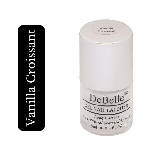DeBelle Gel Nail Polish Vanilla Croissant(White Nail Paint)|Non UV - Gel Finish |Chip Resistant | Seaweed Enriched Formula| Long Lasting|Cruelty and Toxic Free| 8ml