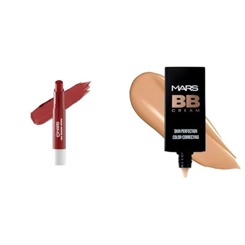 MARS Matte Super Stay Lipstick | Up to 12 Hours Long Lasting | Smudge Proof and Waterproof Lipstick for Women (2.6 gm) (04-FAITH) BB Cream Lightweight Foundation (30 ml) (Tan)