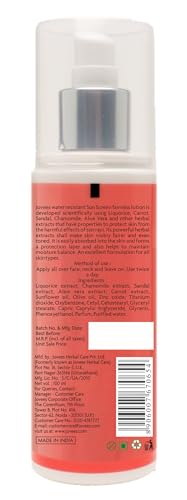 Jovees Herbal Sunscreen Fairness Lotion SPF 25 | For Oily, Sensitive | Light Weight, Non Greasy, Quick Absorbing | Protects from Tanning & Uneven Skin Tone |Paraben And Alcohol Free | 100ml