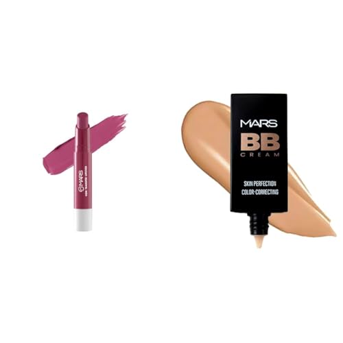 MARS Matte Super Stay Lipstick | Up to 12 Hours Long Lasting | Smudge Proof and Waterproof Lipstick for Women (2.6 gm) (09-PARADISE) BB Cream Lightweight Foundation (30 ml) (Tan)