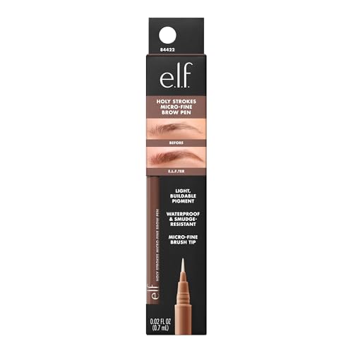 e.l.f. Holy Strokes Micro-Fine Brow Pen, for a Natural Look, Long-Lasting Eyebrow Pencil, Waterproof & Smudge-Proof, Vegan & Cruelty Free, Soft Brown