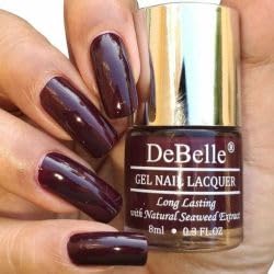 DeBelle Gel Satin Finish Nail Polish Glamorous Garnet (Dark Maroon), 8 Ml - Enriched With Natural Seaweed Extract, Cruelty Free, Toxic Free