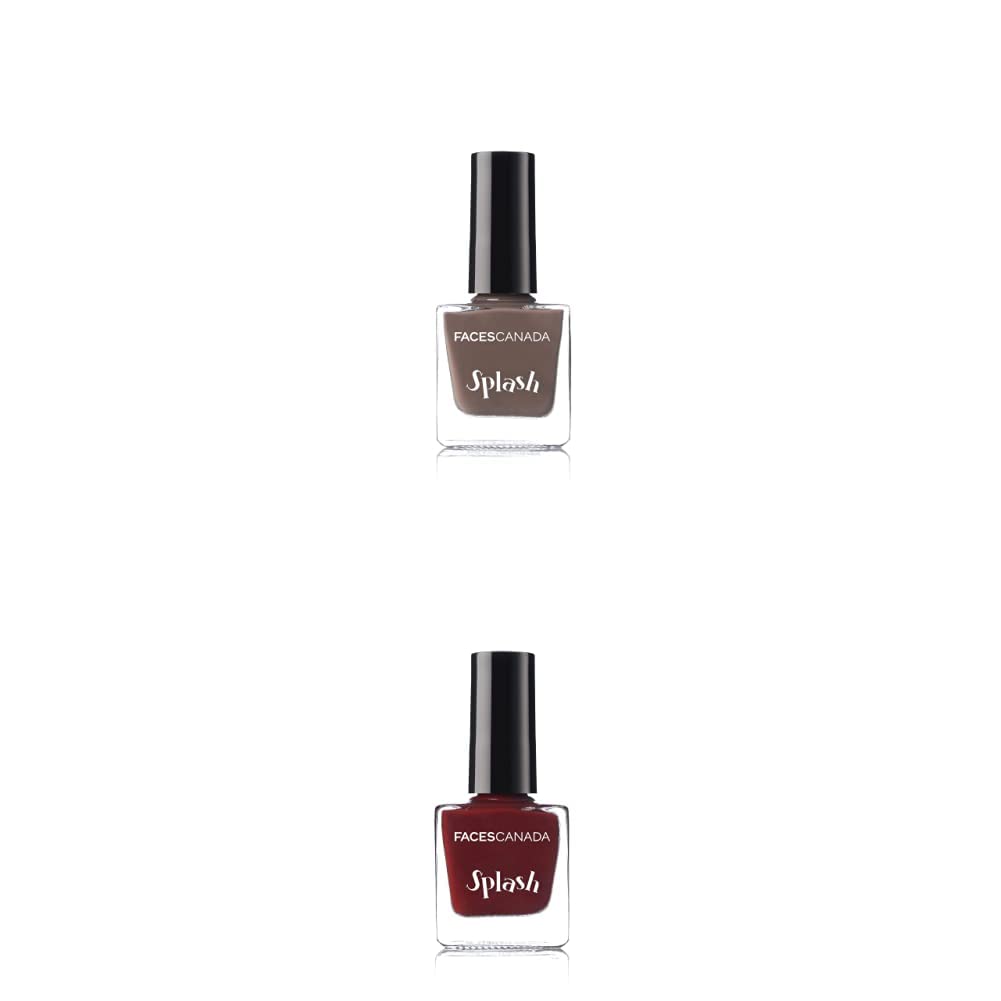 FACESCANADA Splash Glossy Finish Nail Enamel, Ginger 37, 8 Ml & Splash Glossy Nail Enamel, Maroon 401, 8 Ml