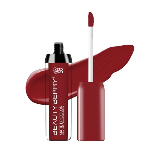 Beauty Berry Soft & Matte Waterproof Lip Color Liquid Lipstick - Rich Pigment, Long Lasting, Non-Transfer With Vitamin E (Merlot-06, 1)