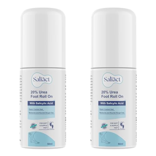 20% Urea Foot Cream Roll On With Salicylic Acid, Lactic Acid, Olive Oil | Foot Cream Moisturizer for Dry Cracked Feet | Repair and Moisturise Cracked Heels | Hydrates & Nourish Foot Care for Softens Skin | For Women & Men | (50ML * pack 2)
