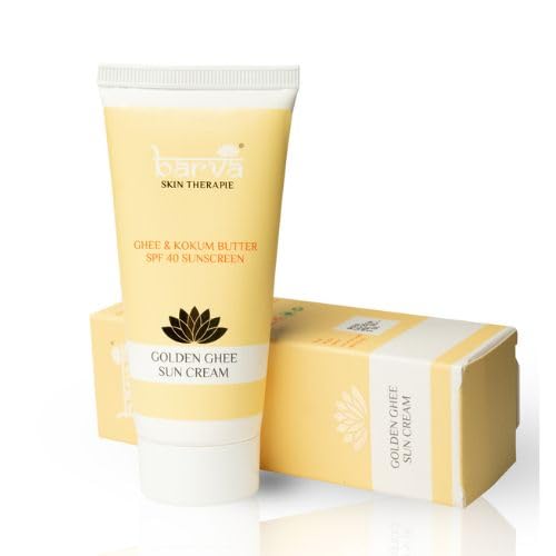 Barva Golden Ghee Sun Cream | SPF 40 Sunscreen Enriched with Ghee, Kokum Butter, Aloe Vera. 50ml, All