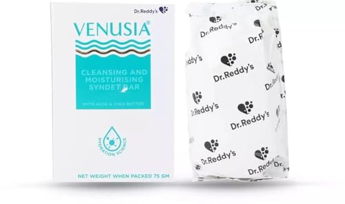 VENUSIA Dr. Reddy Moisturizing Bathing Bar, Syndet Bar, With Shea And Aloe Butter, Hydrated And Supple Skin, Ph Balanced