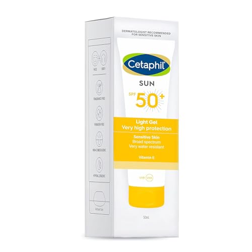 Cetaphil Combination Skin Sun Spf 50 Sunscreen, Very High Protection Light Gel, Water Resistant, Vitamin E, 50 Ml, Pack Of 4