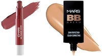 MARS Matte Super Stay Lipstick | Up to 12 Hours Long Lasting | Smudge Proof and Waterproof Lipstick for Women (2.6 gm) (02-TREASURE) BB Cream Lightweight Foundation (30 ml) (Tan)