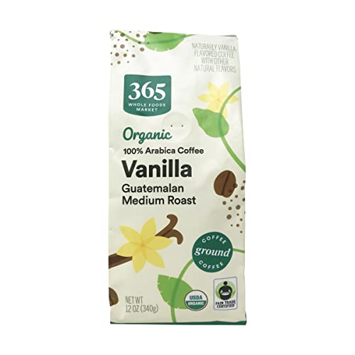 365 Coffee Flavored Vanilla Ground Organic, 12 Ounce