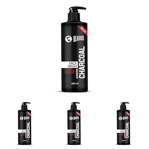 Beardo Activated Charcoal Face Wash for men, 200ml | For Deep Pore Cleaning and Removes Dirt | face wash for acne and pimples | face wash for oily skin (Pack of 4)