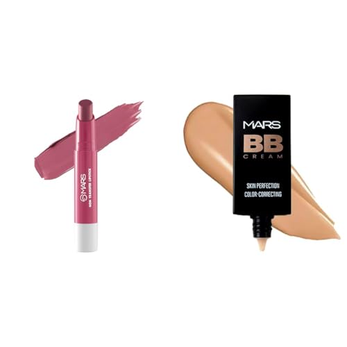 MARS Matte Super Stay Lipstick | Up to 12 Hours Long Lasting | Smudge Proof and Waterproof Lipstick for Women (2.6 gm) (16-ANGEL WINGS) BB Cream Lightweight Foundation (30 ml) (Tan)