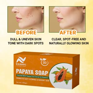 AV Herbal International Organic Papaya Face and Body Soap | Natural Papaya Herbal Soap for Glowing & Clear Skin ? Skin Brightening & Nourishing Bar (Pack Of 1)