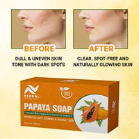 AV Herbal International Organic Papaya Face and Body Soap | Natural Papaya Herbal Soap for Glowing & Clear Skin ? Skin Brightening & Nourishing Bar (Pack Of 2)