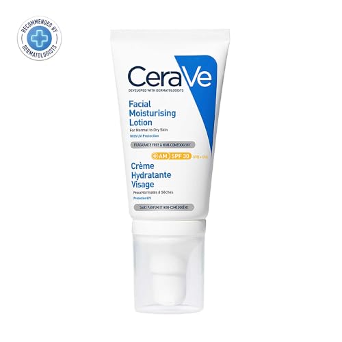 CeraVe AM Facial Moisturizing Lotion For Normal to Dry Skin (52ml) - Broad Spectrum SPF 30 Sunscreen | Non-Comedogenic, Paraben-Free And Fragrance-Free Lotion