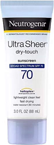 Neutrogena Ultra Sheer Dry-Touch Water Resistant and Non-Greasy Sunscreen Lotion with Broad Spectrum SPF 70, 3 fl. Oz - SPF 70 (88 ml)