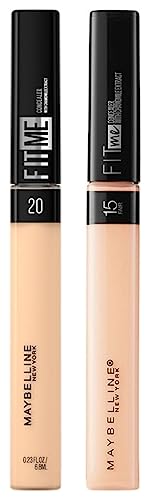 Maybelline New York Medium Matte Finish Powder Fit Me Concealer,15 Fair, 6.8ml and Fit Me Concealer,20 Sand, 6.8ml