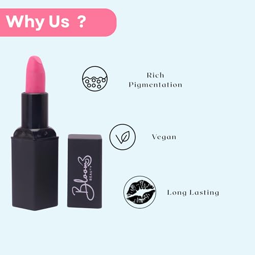Bloom Beauty Bullet Lipstick Creamy Matte Finish Hydrating & Long-Lasting,Rosy Blush