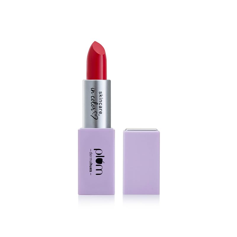Plum Velvet Haze Matte Lipstick with SPF 30 | Powder Matte Finish | Highly Pigmented | With Ceramides | 07 Radiant Red