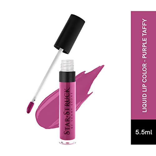STARSTRUCK BY SUNNY LEONE Glossy Liquid Lip Color, Dark Purple | Highly Pigmented, Hi-Shine & Non-Sticky Formula | Lip Gloss For Girls, Women | Purple Taffy