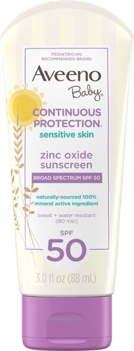 Aveeno Baby Continuous Protection Zinc Oxide Mineral Sunscreen Lotion for Sensitive Skin with, 88ml