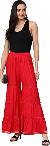 Yash Gallery Women's  Rayon Flared Solid Sharara for Women