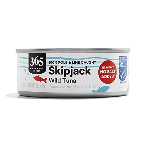 365 Tuna Skipjack In Water No Salt Added, 5 Ounce