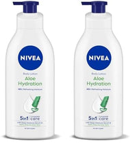 NIVEA Aloe Hydration Body Lotion 600 ml | 48 H Moisturization | Refreshing Hydration | Non Sticky Feel | With Goodness of Aloe Vera For Instant Hydration In Summer | For Men & Women (Pack of 2)
