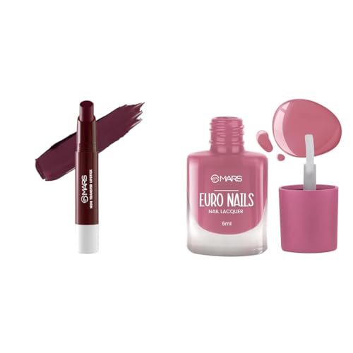 MARS Matte Super Stay Lipstick | Up to 12 Hours Long Lasting | Smudge Proof and Waterproof Lipstick for Women (2.6 gm) (18-MYSTICAL) EURO Nail Lacquer (6.0 ml) (Shade-14)