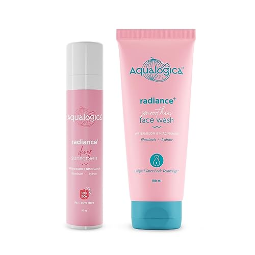 Aqualogica Radiance+ Cleanse & Protect Combo (Face Wash - 100g + Sunscreen - 50g)